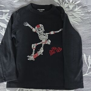 Skateboarding Skeleton Ribbed Long Sleeve Tshirt